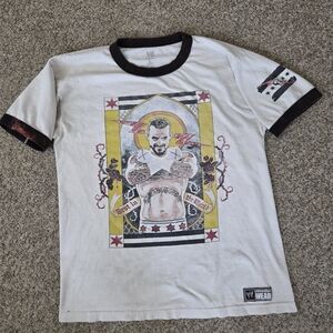 WWE Authentic Original 2013 CM Punk Second City Saint Size L Ringer Tee Thrashed